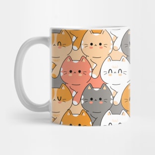 Cat Kittens Cute Pattern Design With Cats in Various Poses Fun Funny Design Mug